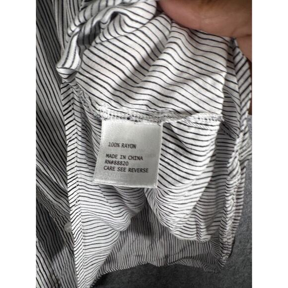 Cynthia Rowley Blouse Women 1X Black Striped Long Sleeve Button Front Relax‎ - Picture 5 of 7